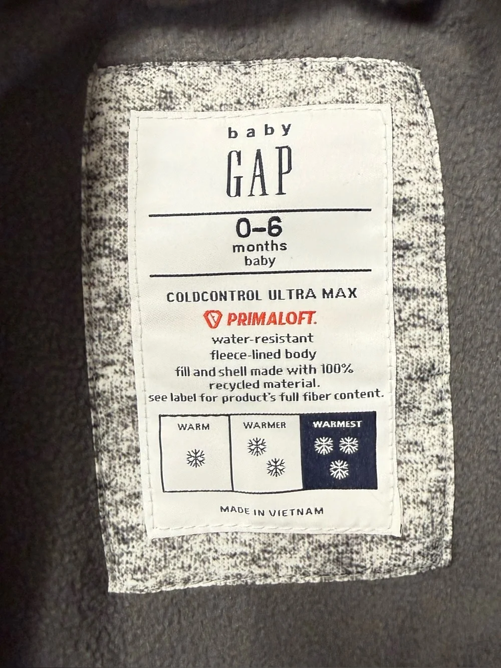 Baby Gap Puffer Snowsuit Size 0-6 Months Newborn Fleece Lined Water Resistant